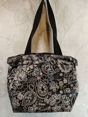 thirty-one Black Paisley Insulated Lunch Tote Bag W/ Drawstring Closure